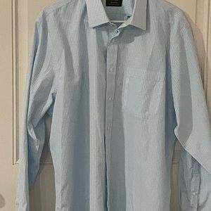 Nordstrom Men’s Shop Smart-care Blue & White Long Sleeve Dress Shirt Size 161/2